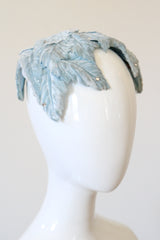 "Ice Blue Velvet" Vintage 1950's Ice Blue Velvet & Rhinestone Bandeau Hat