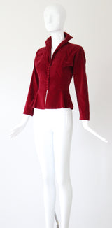 "Autumn Velvet" Vintage 1940's Berry Red Velvet Jacket UK 8 US 4