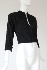 "Glass Beadwork" Vintage Late 1940's Black Beaded Jacket UK 8 US 4