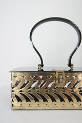 "Lucite & Brass" Vintage 1950's Decorative Cut Out Brass & Lucite Box Bag