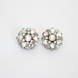 "Iridescent Beads & Rhinestones" Vintage 1950's Iridescent Bead & Rhinestone Clip on Earrings
