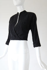 "Glass Beadwork" Vintage Late 1940's Black Beaded Jacket UK 8 US 4