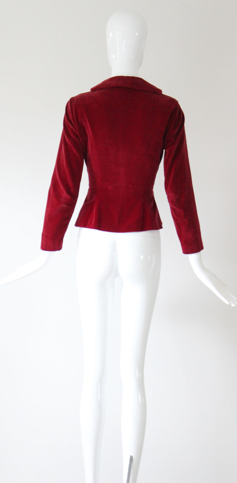 "Autumn Velvet" Vintage 1940's Berry Red Velvet Jacket UK 8 US 4