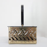 "Lucite & Brass" Vintage 1950's Decorative Cut Out Brass & Lucite Box Bag