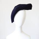 "Pleated Navy Felt" Vintage 1940's Navy Blue Felt Hat