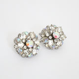 "Iridescent Beads & Rhinestones" Vintage 1950's Iridescent Bead & Rhinestone Clip on Earrings