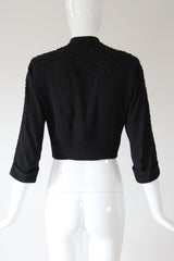 "Glass Beadwork" Vintage Late 1940's Black Beaded Jacket UK 8 US 4