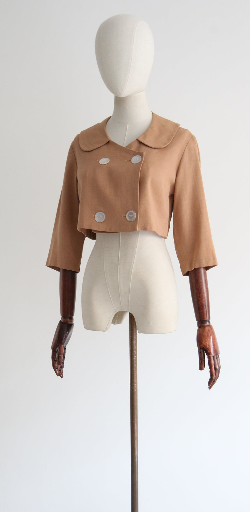 "Savanna Linen" Vintage 1950's Savanna Linen Cropped Jacket UK 12 US 8