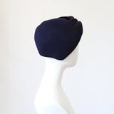 "Pleated Navy Felt" Vintage 1940's Navy Blue Felt Hat