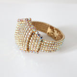 "Iridescent Rhinestones" Vintage 1960's Iridescent Rhinestone Clamper Bangle