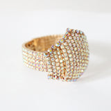 "Iridescent Rhinestones" Vintage 1960's Iridescent Rhinestone Clamper Bangle