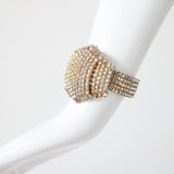 "Iridescent Rhinestones" Vintage 1960's Iridescent Rhinestone Clamper Bangle