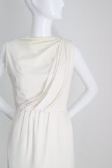 "Draped Pleating" Vintage 1950's Cream Draped & Pleated Dress UK 8 US 4