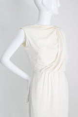"Draped Pleating" Vintage 1950's Cream Draped & Pleated Dress UK 8 US 4