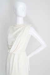 "Draped Pleating" Vintage 1950's Cream Draped & Pleated Dress UK 8 US 4