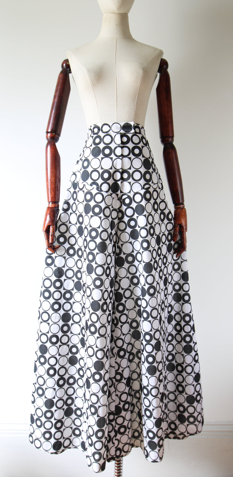 "Circles & Squares" Vintage 1970's Wide Leg Monochrome Trousers UK 8-10 US 4-6