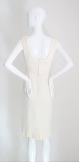 "Draped Pleating" Vintage 1950's Cream Draped & Pleated Dress UK 8 US 4