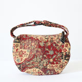 "Gold Accents" Vintage 1940's Barkcloth & Gold Paint Miniature Handbag