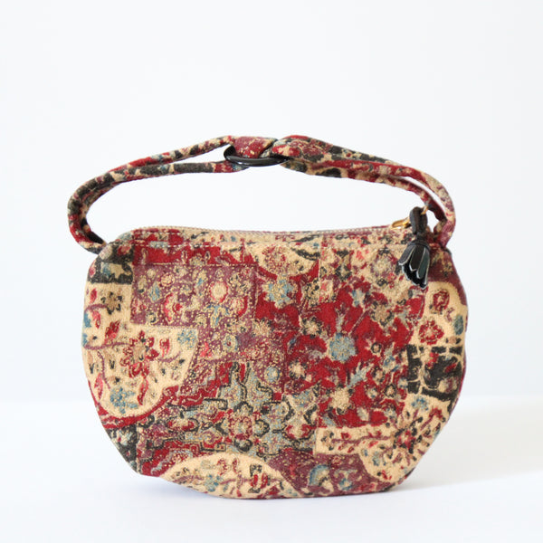 "Gold Accents" Vintage 1940's Barkcloth & Gold Paint Miniature Handbag