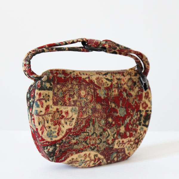 "Gold Accents" Vintage 1940's Barkcloth & Gold Paint Miniature Handbag