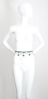 "Emerald Rhinestone Droplets" vintage 1960's Emerald Rhinestone Waist Belt UK 10 US 6