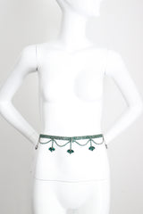 "Emerald Rhinestone Droplets" vintage 1960's Emerald Rhinestone Waist Belt UK 10 US 6