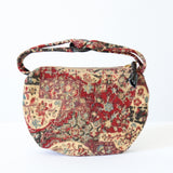 "Gold Accents" Vintage 1940's Barkcloth & Gold Paint Miniature Handbag