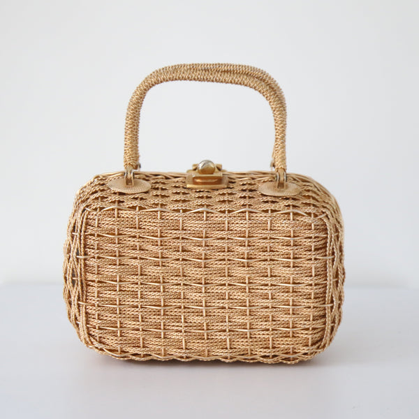 "Braided Gold" Vintage 1950's Metallic Gold Box Bag