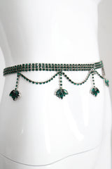 "Emerald Rhinestone Droplets" vintage 1960's Emerald Rhinestone Waist Belt UK 10 US 6