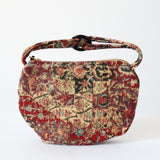 "Gold Accents" Vintage 1940's Barkcloth & Gold Paint Miniature Handbag