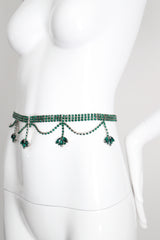 "Emerald Rhinestone Droplets" vintage 1960's Emerald Rhinestone Waist Belt UK 10 US 6
