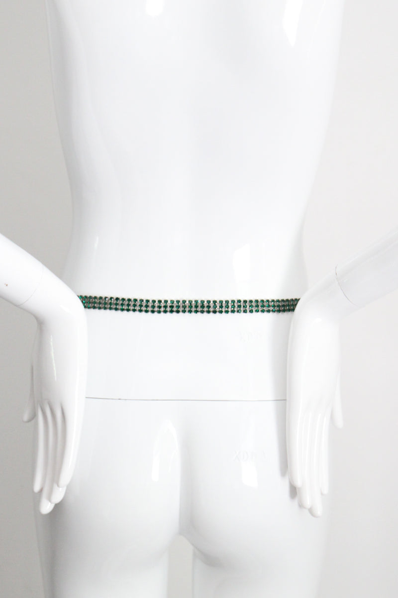 "Emerald Rhinestone Droplets" vintage 1960's Emerald Rhinestone Waist Belt UK 10 US 6