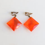 "Vivid Orange" Vintage 1930's Bevelled Edge Orange Earrings