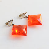 "Vivid Orange" Vintage 1930's Bevelled Edge Orange Earrings