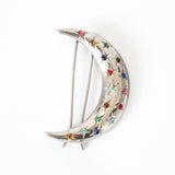 "Rhinestone Moon" Vintage 1930's Rhinestone Embellished Moon Hair Clip