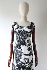 "Rhinestones & Monochrome" Vintage 1960's Monochrome Dress UK 10 US 6