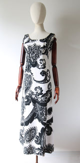 "Rhinestones & Monochrome" Vintage 1960's Monochrome Dress UK 10 US 6