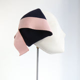 "Little Lady" Vintage 1940's Navy Felt & Pink Ribbon Percher Hat