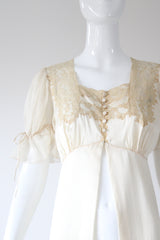 "Cream Silk & Champagne Lace"  Vintage 1930's Silk & Lace Robe UK 8 US 4