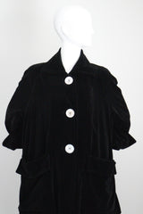 "Black Velvet & Pearl Buttons" Vintage 1940's Black Velvet Swing Coat UK 14-16 US 10-12