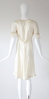 "Cream Silk & Champagne Lace"  Vintage 1930's Silk & Lace Robe UK 8 US 4