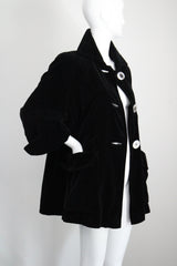 "Black Velvet & Pearl Buttons" Vintage 1940's Black Velvet Swing Coat UK 14-16 US 10-12