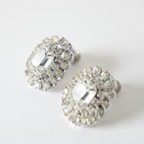 "Silver Tiered Rhinestones" Vintage 1950's Silver Rhinestone Weiss Earrings