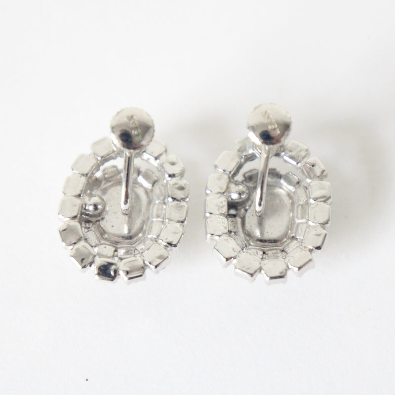 "Silver Tiered Rhinestones" Vintage 1950's Silver Rhinestone Weiss Earrings