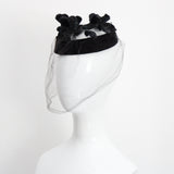 "Velvet Blossoms" Vintage 1950's Black Velvet Blossom & Veil Hat