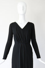 "Draped Pleats" Vintage 1950's Black Silk Jersey Ceil Chapman Pleated Dress UK 8 US 4