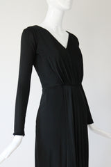 "Draped Pleats" Vintage 1950's Black Silk Jersey Ceil Chapman Pleated Dress UK 8 US 4