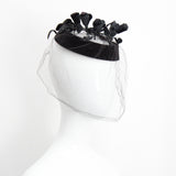 "Velvet Blossoms" Vintage 1950's Black Velvet Blossom & Veil Hat