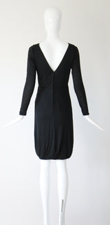 "Draped Pleats" Vintage 1950's Black Silk Jersey Ceil Chapman Pleated Dress UK 8 US 4