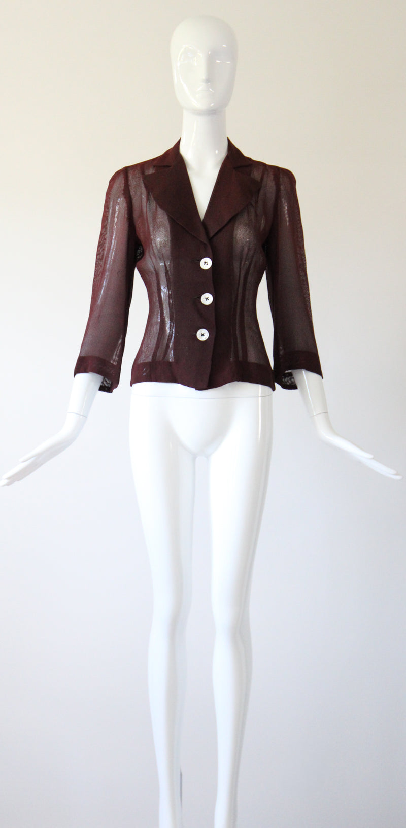 "Dark Pecan" Vintage 1940's Dark Pecan Brown Blouse UK 8 US 4